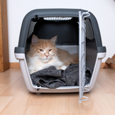 Transportboxen und Taschen für Katzen in Aktion