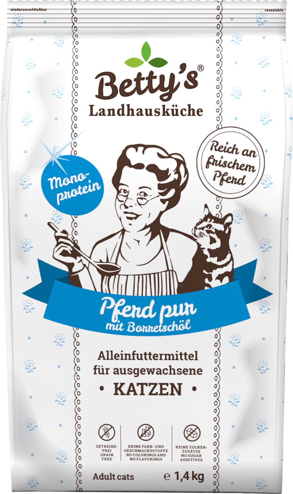 Betty's Landhausküche Katze Trockenfutter Pferd pur - 1,40 kg