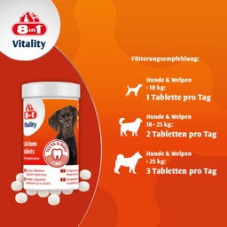 8in1 Kalziumtabletten für alle Hunde - 155 Tabletten