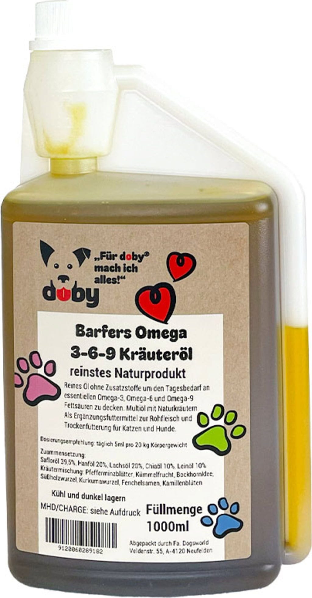 Doby Barfers Omega 3-6-9 Kräuteröl - 1 Liter