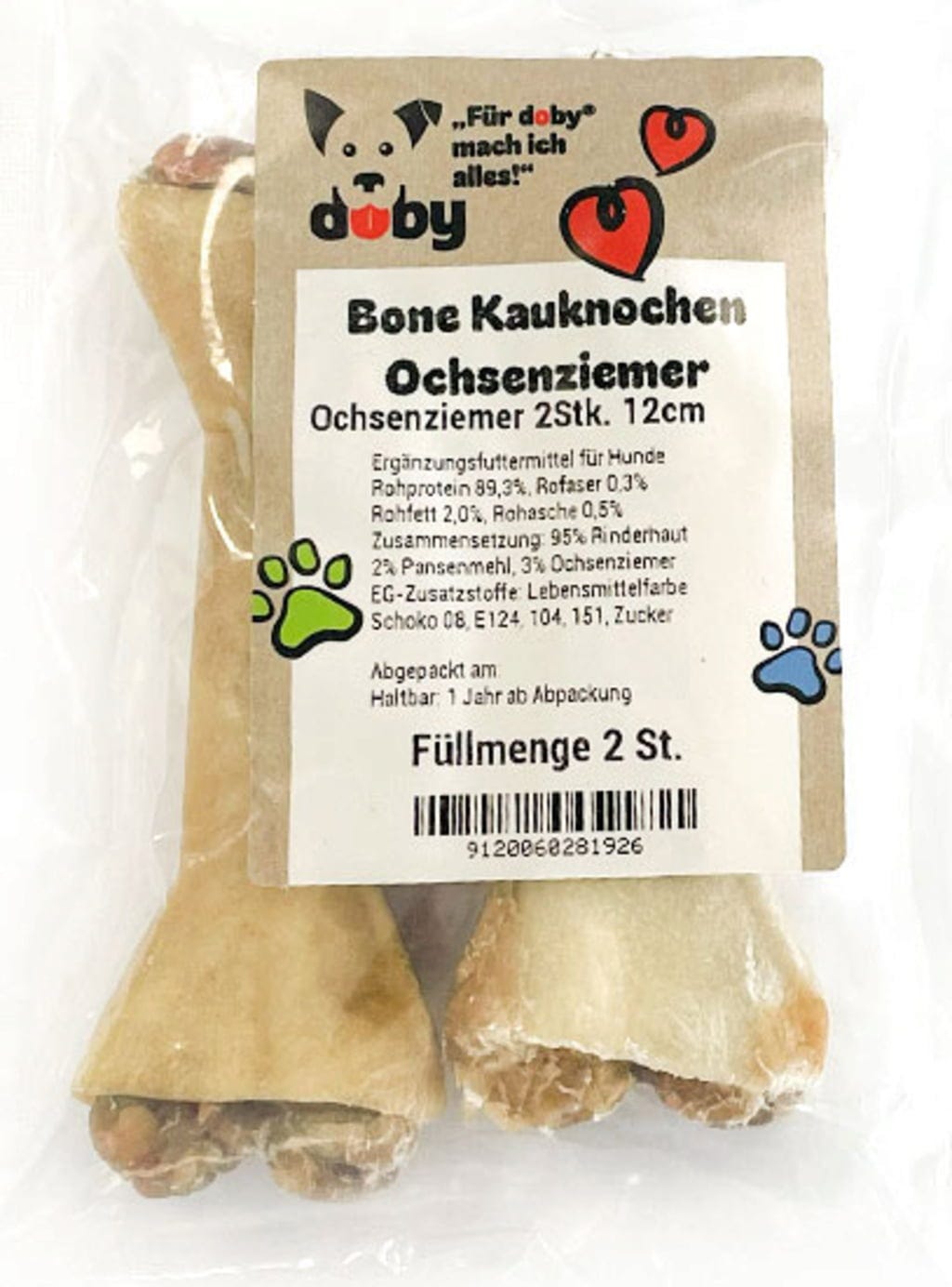 Doby Kauknochen mit Ochsenziemerfüllung - 12 cm