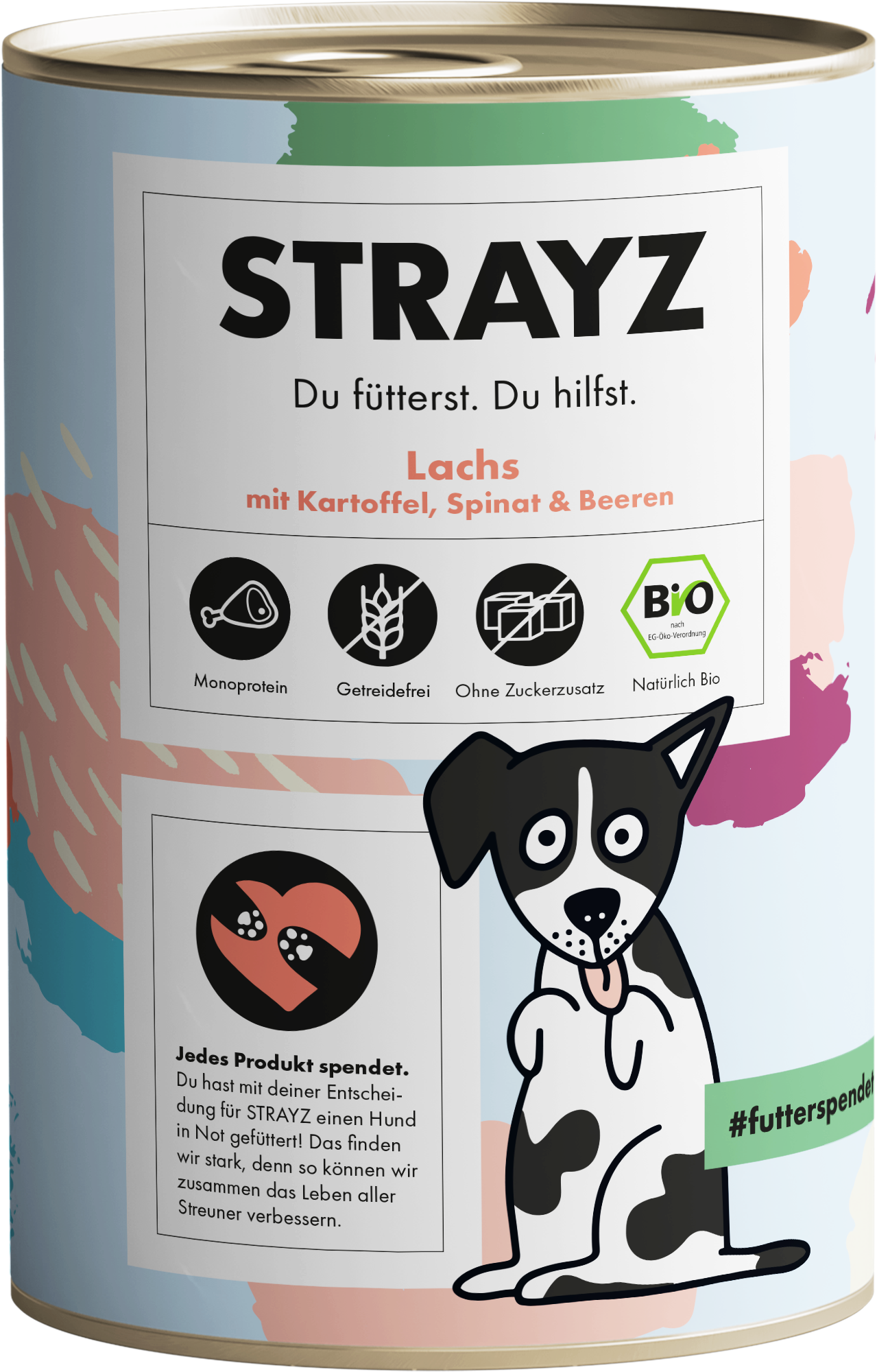 Strayz Hunde-Nassfutter - Lachs mit Kartoffel, Spinat und Beeren