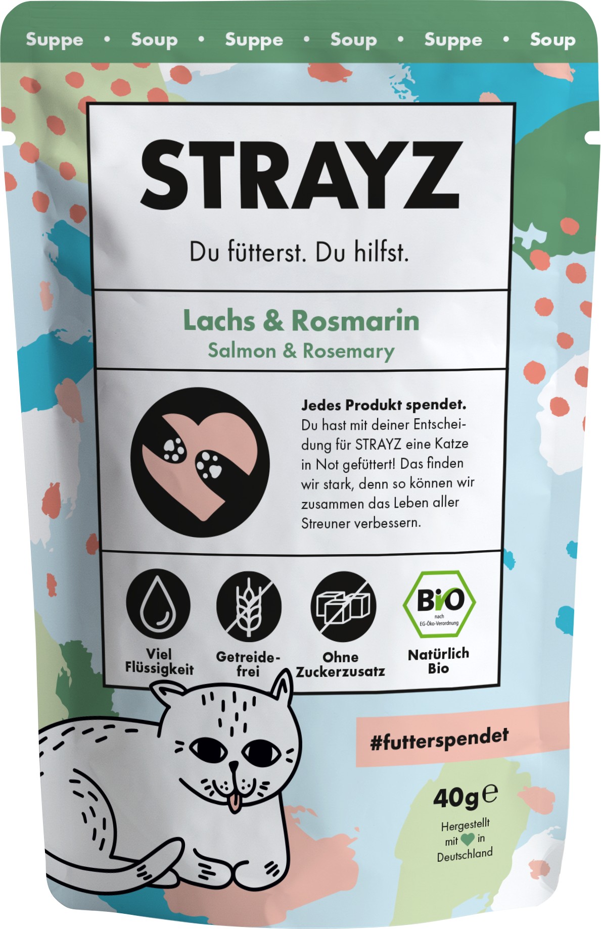 Strayz Katzen-Snack - Lachs & Rosmarin Suppe