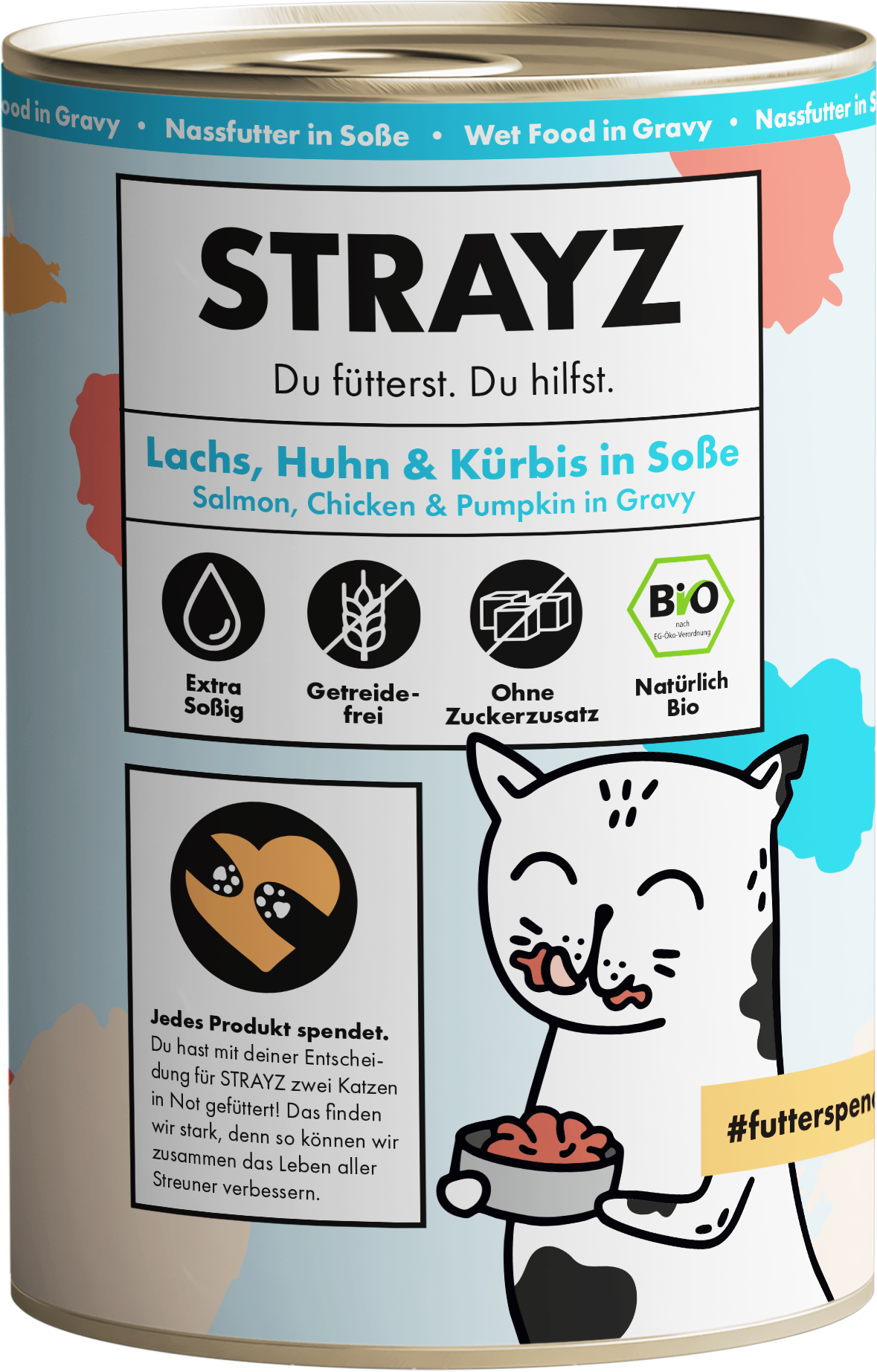 Strayz Katzen-Nassfutter Lachs, Huhn & Kürbis in Soße - 400 g