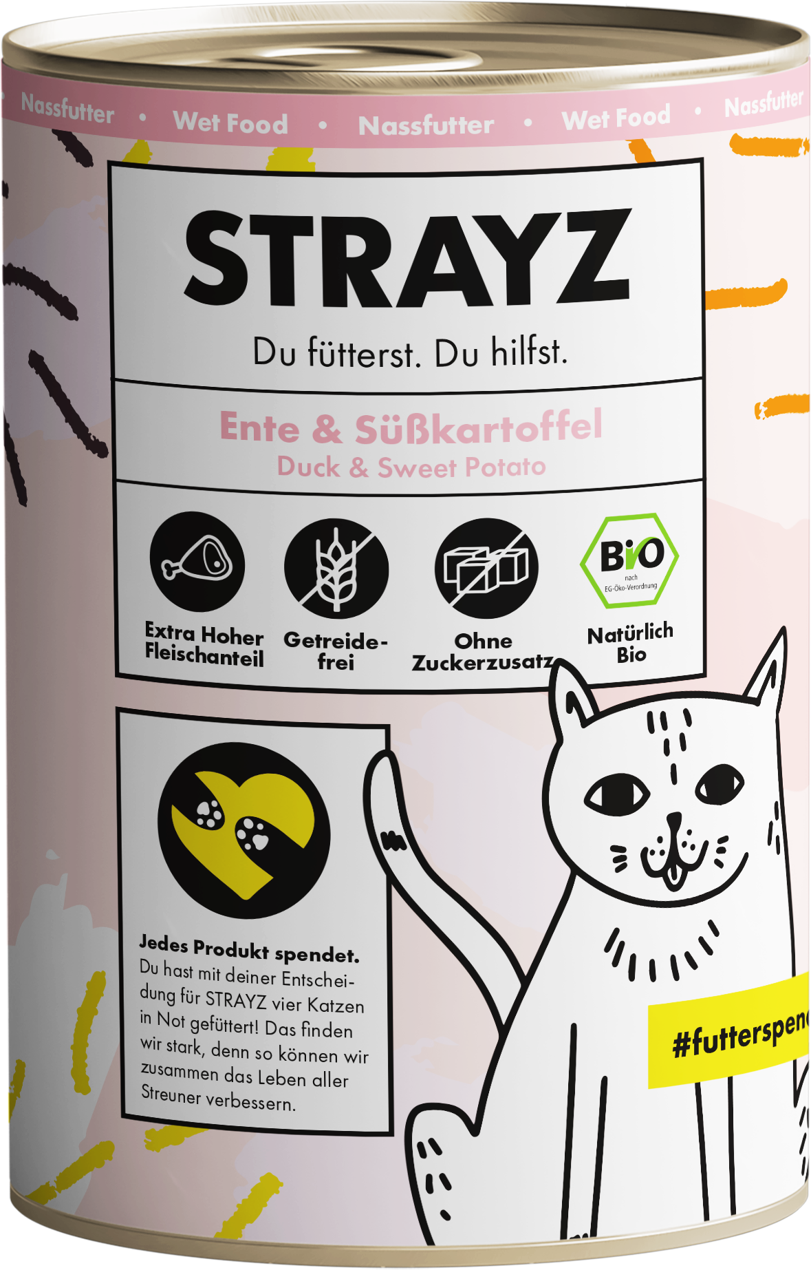 Strayz Katzen Nassfutter Ente & Süßkartoffel - 400 g