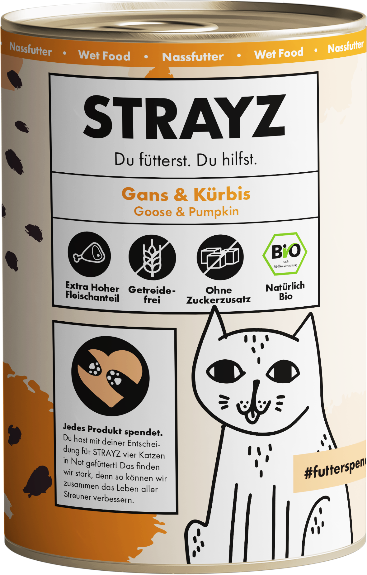 Strayz Katzen-Nassfutter Gans & Kürbis - 400 g