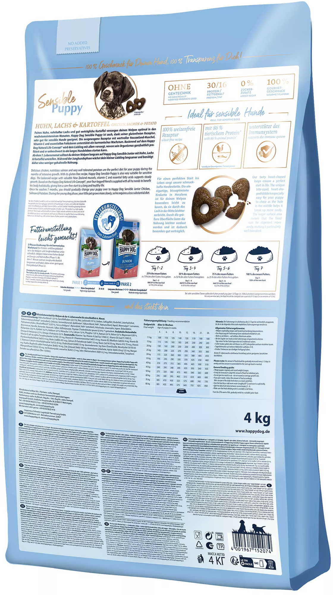Trockenfutter Sensible Puppy Huhn, Lachs und Kartoffel - 1 kg