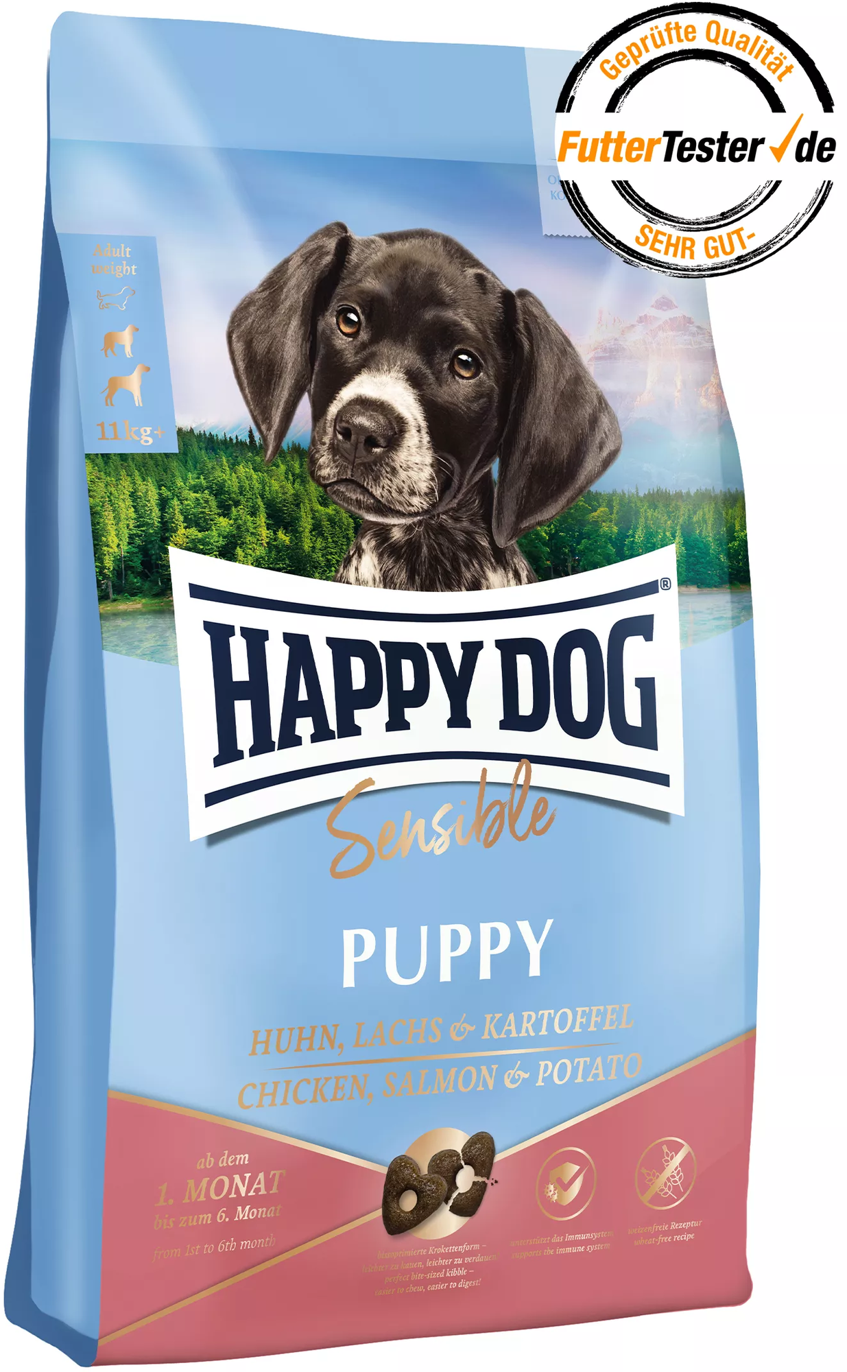 Trockenfutter Sensible Puppy Huhn, Lachs und Kartoffel - 1 kg
