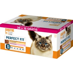 Katze Nassfutter Portionsbeutel PLUSPACK 36 +16 GRATIS Sensitive Huhn & Karotte, Lachs & Karotte in Sauce - 4.420 g
