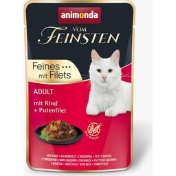 Mokra mačja hrana Vom Feinsten - Adult, govedina in file purana - 85 g