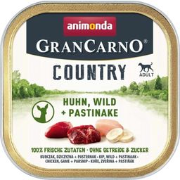 Mokra pasja hrana GranCarno Country - piščanec, divjačina in pastinak - 150 g