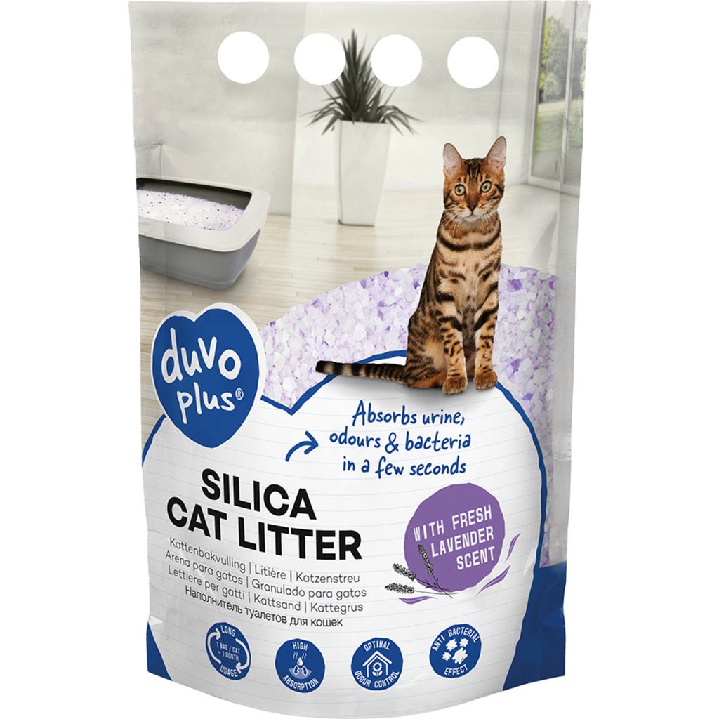 Duvoplus Premium Silica Katzenstreu Lavendelduft, 5 l - Zoolini