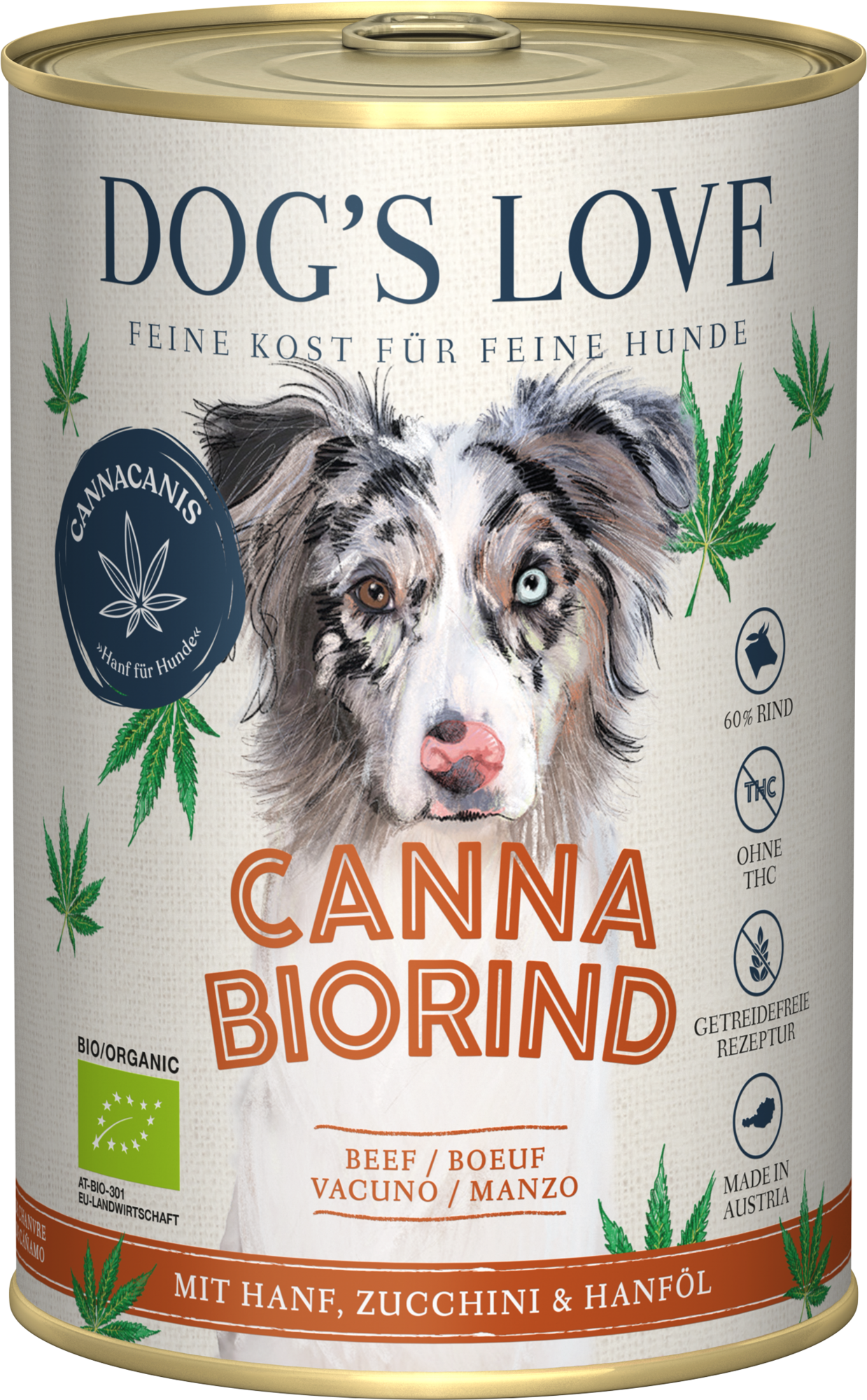 DOG'S LOVE Canna BIO Rind mit Hanf , 400 g