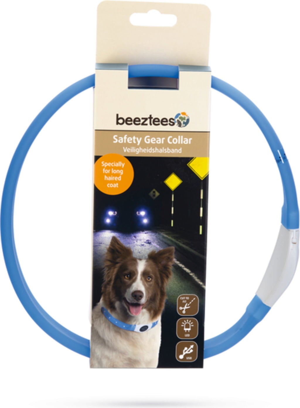 beeztees Safety Gear Glow USB 65x2,5 cm blau - 1 Stk
