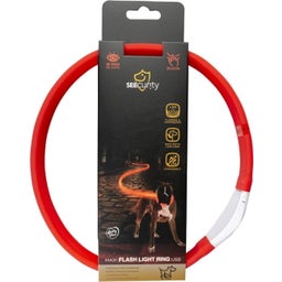Extrabreites Leuchthalsband Flash Maxi USB rot - L