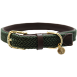 Geflochtenes Nylon-Hundehalsband olive green