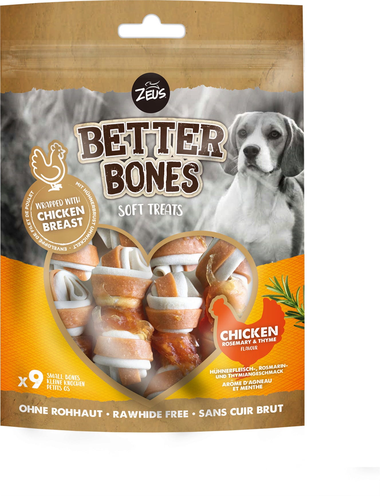 Zeus BetterBones - umwickelte Knochen Hühnerfleisch - 9 Stück