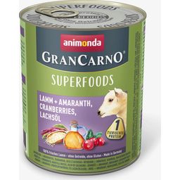 Mokra pasja hrana GranCarno Adult - Superfoods, 800g - Jagnjetina in amarant