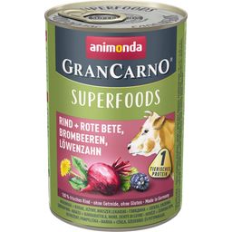 Mokra pasja hrana GranCarno Adult - Superfoods, 400g - Govedina in rdeča pesa