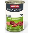 Mokra pasja hrana GranCarno Adult - govedina in račja srca