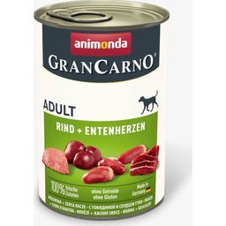 Mokra pasja hrana GranCarno Adult - govedina in račja srca - 400 g