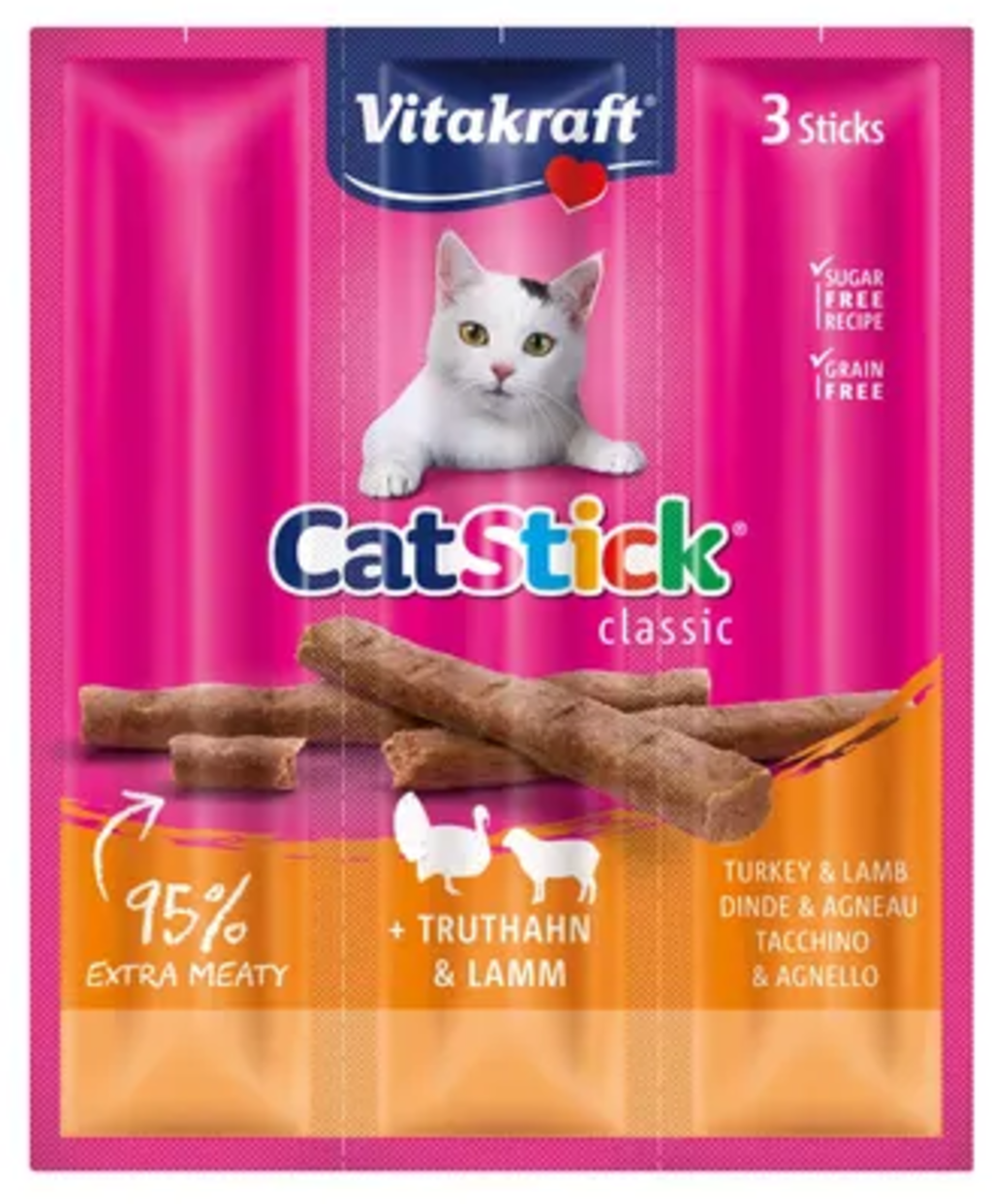 Vitakraft Cat-Stick mini Truthahn und Lamm 3x 6G