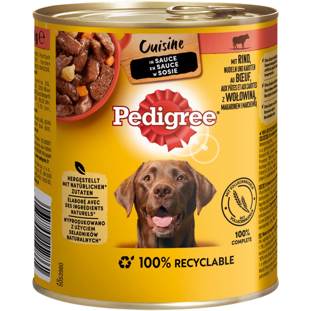 Pedigree Cibo Per Cani Con Manzo E Tacchino In Patè – 20 Vaschette Da 300 G, Alimento Umido Completo Senza Conservanti