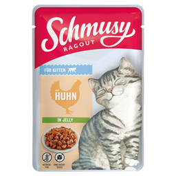 Schmusy Ragu Kitten, porcijska vrečka, 100 g - Piščanec v želeju
