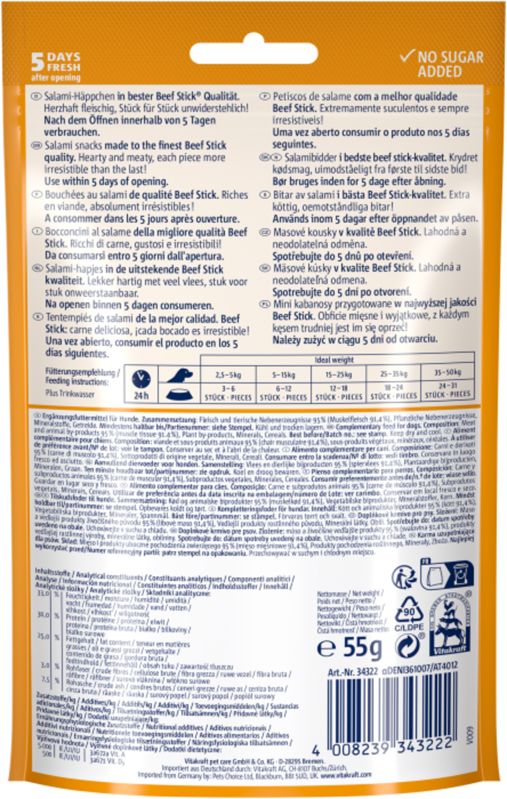 Vitakraft Hundesnack Beef Stick Rustico - 55 g