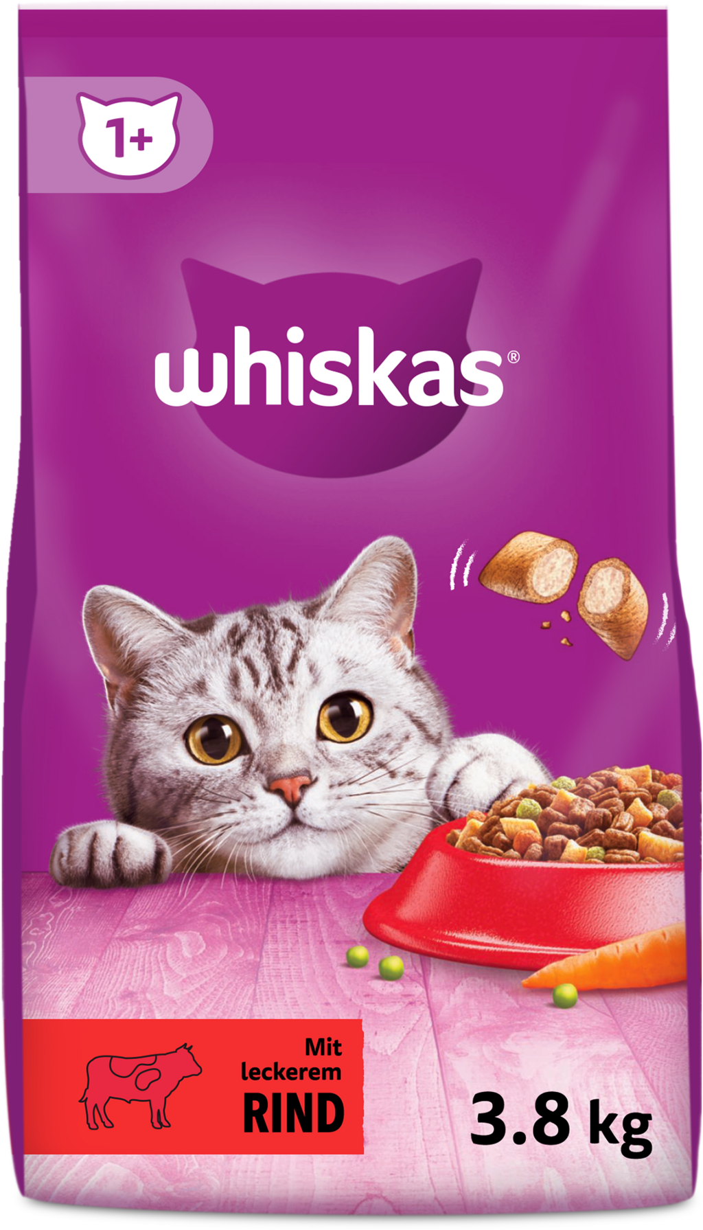 Whiskas Trocken mit Rind 1+ - 3,80 kg
