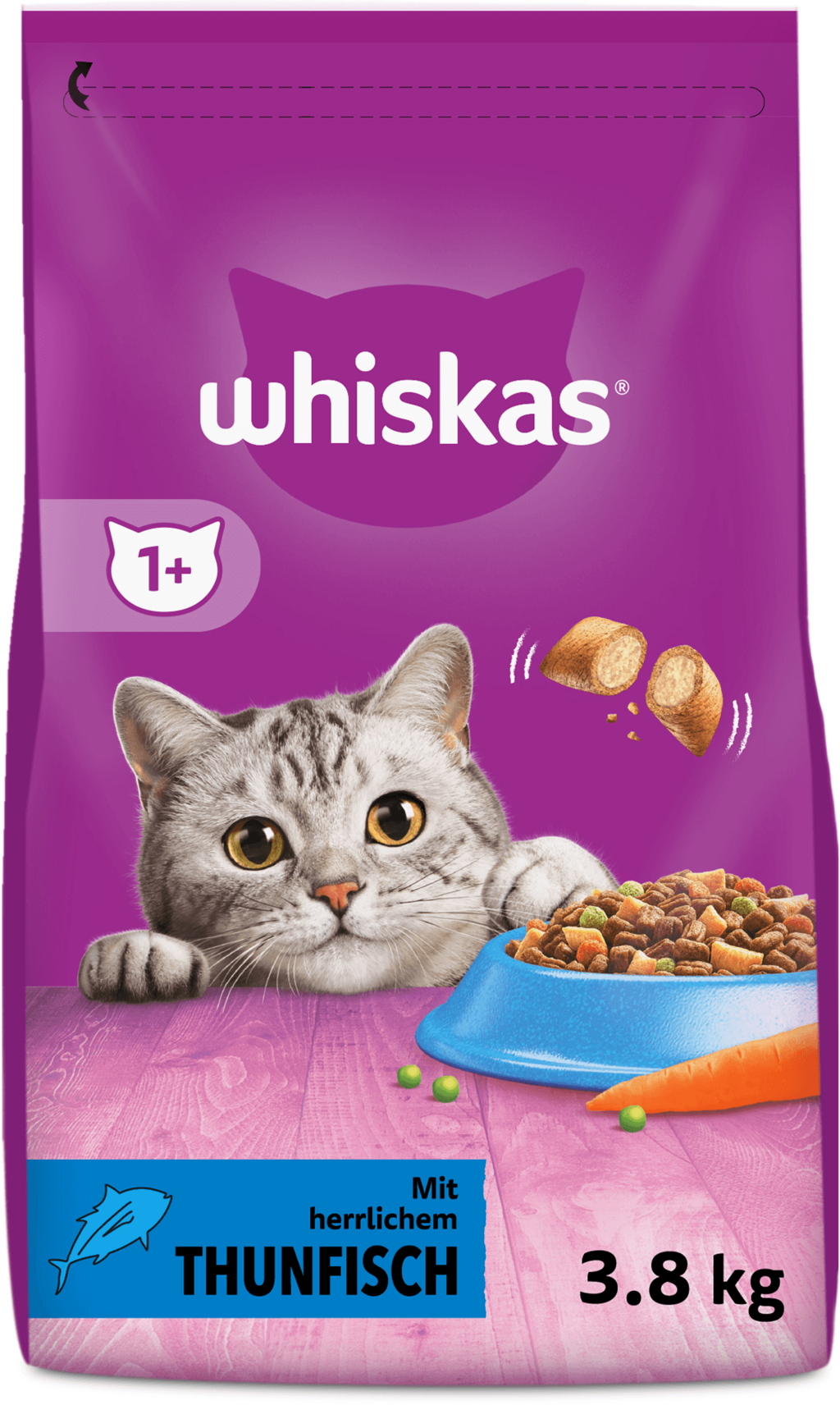 Whiskas Trockenfutter Beutel 1+ mit Thunfisch 3,8kg