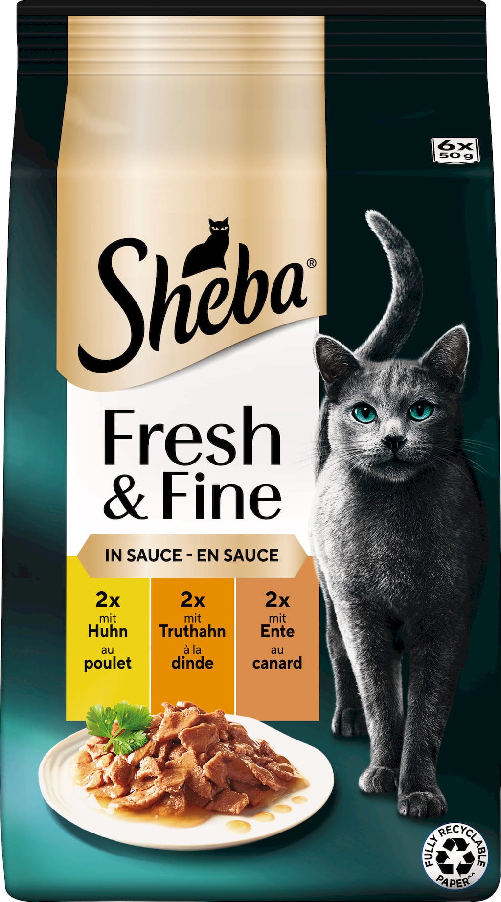 Sheba Fresh & Fine in Sauce mit Huhn und Truthahn 6x50g - 300 g