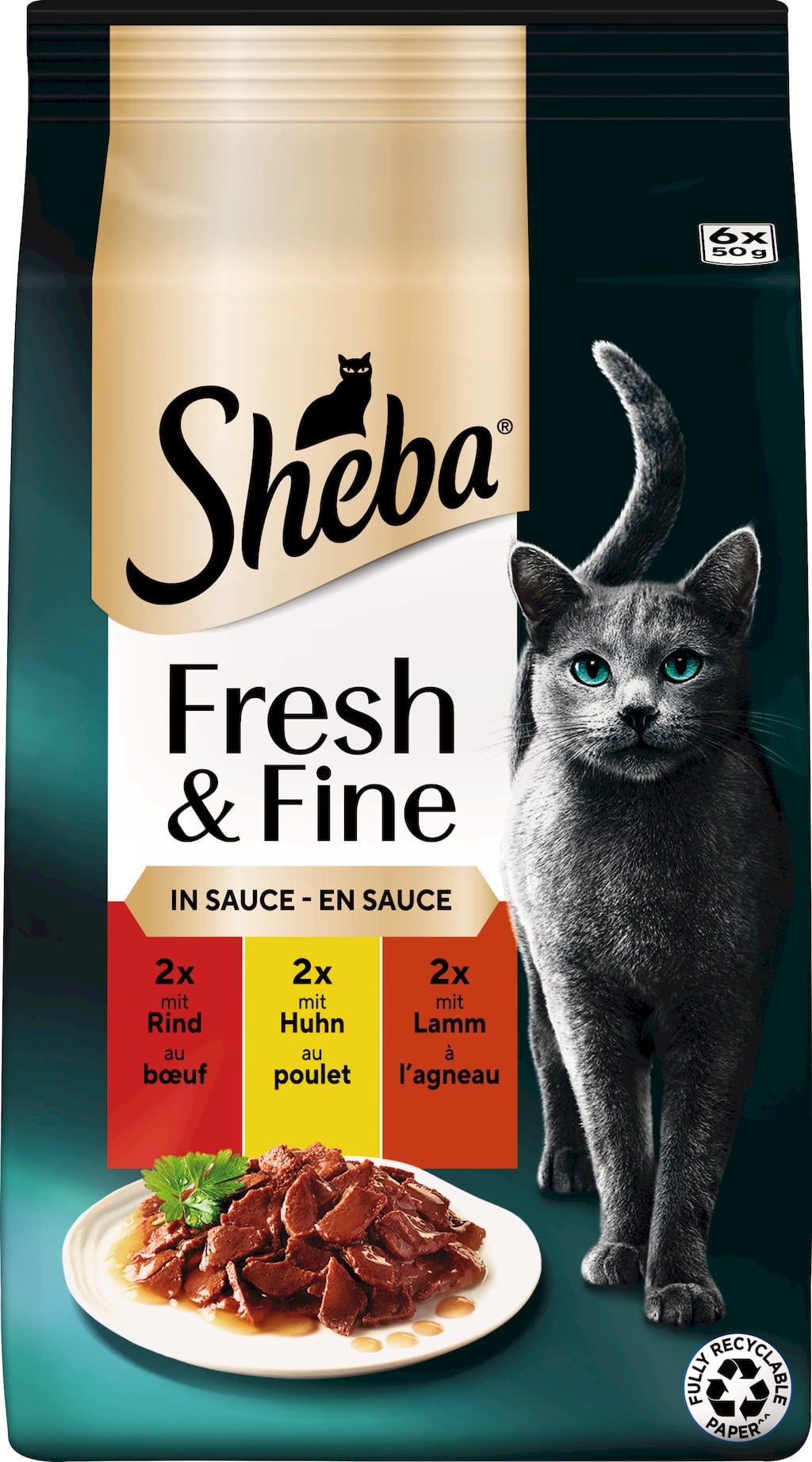Sheba Fresh & Fine in Sauce mit Rind und Huhn 6x50g - 300 g