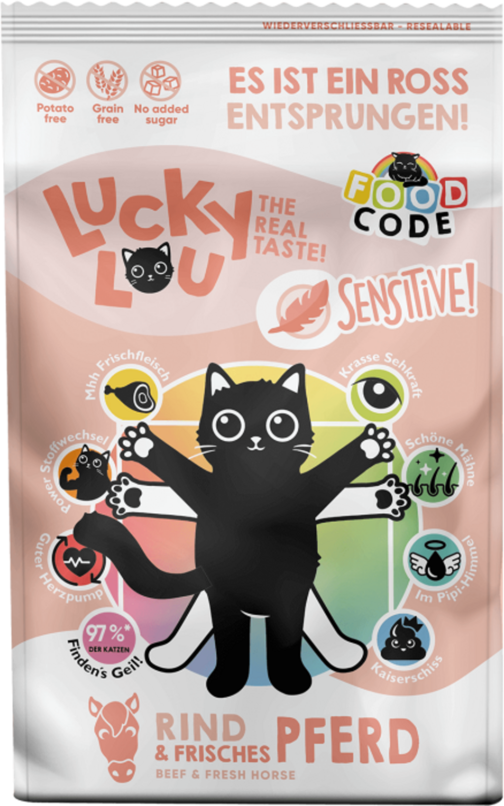 Lucky Lou Food Code Sensitive Rind & Pferd - 750 g