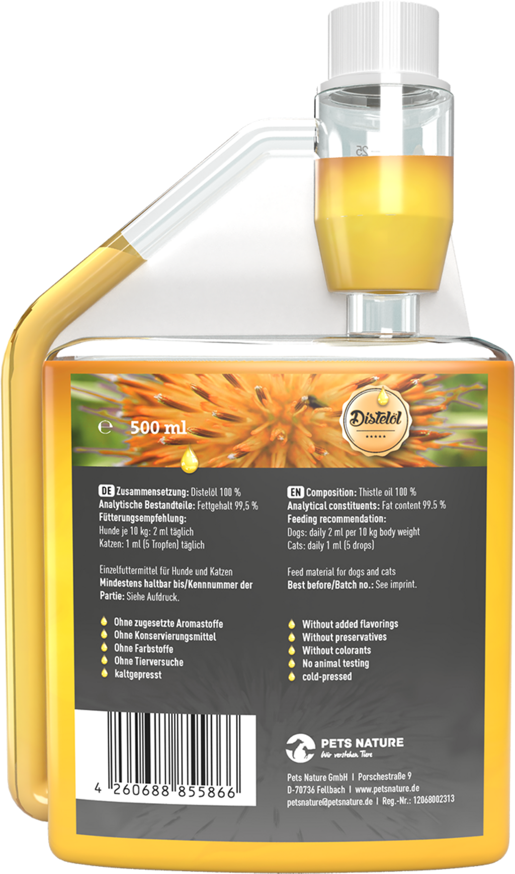 Pets Nature Distelöl - 500 ml