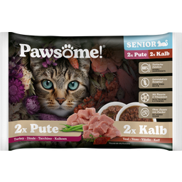 Pawsome! Senior Kalb und Pute Mixpack 4 x 85 g - 340 g