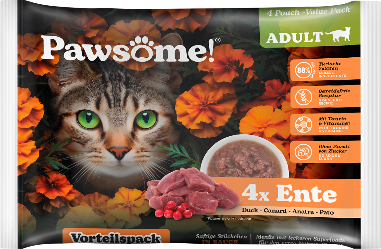 Pawsome! Adult Ente - 4 x 85 g