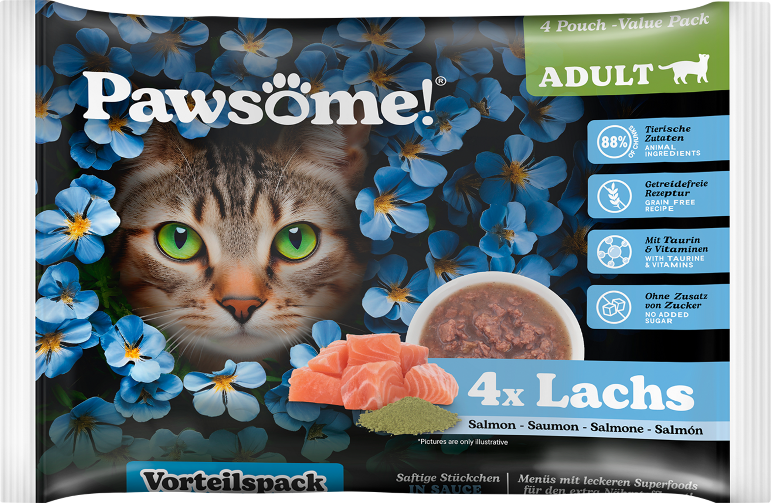 Pawsome! Adult Lachs - 4 x 85 g