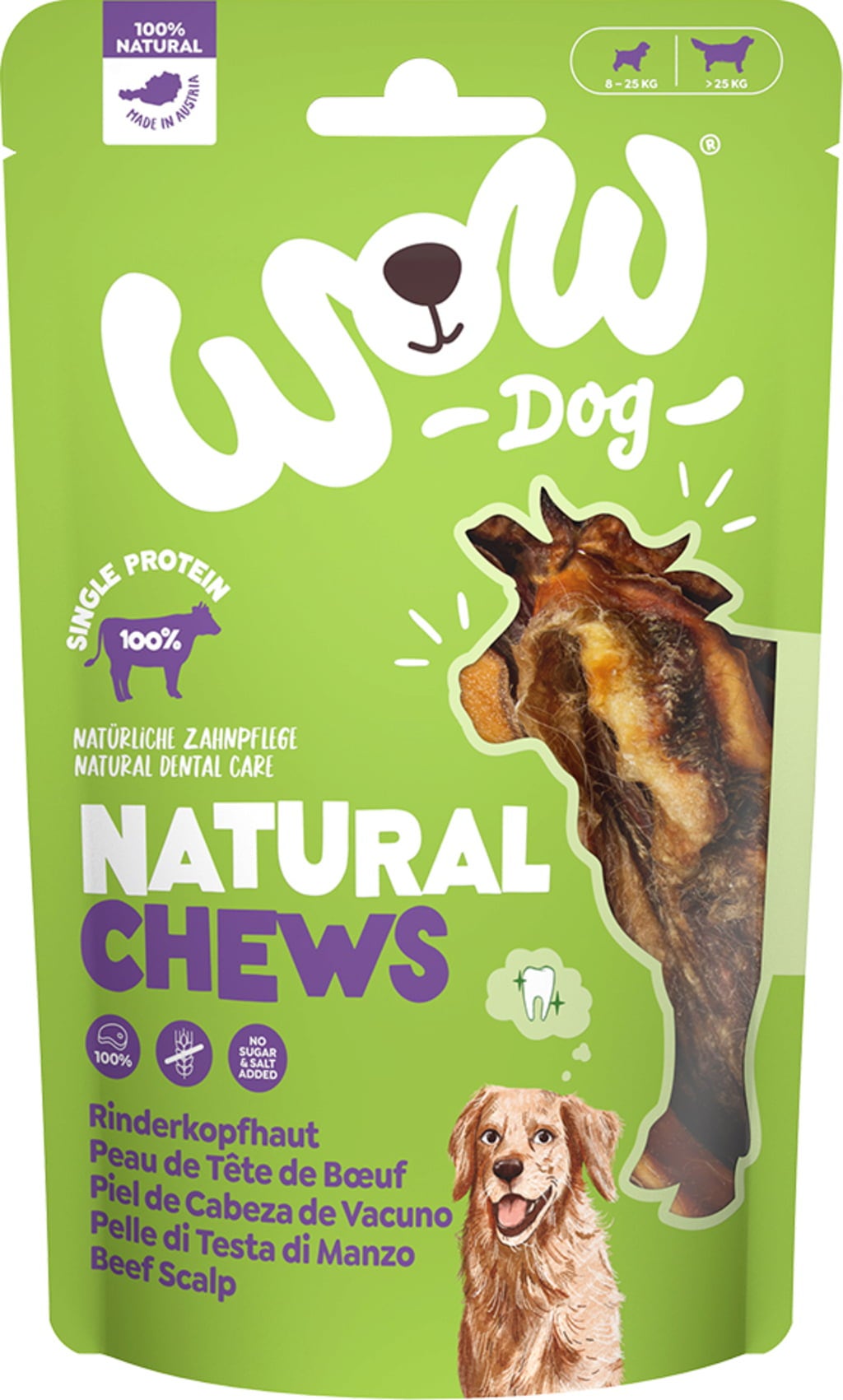 WOW Natural Chews Rinderkopfhaut - 350 g