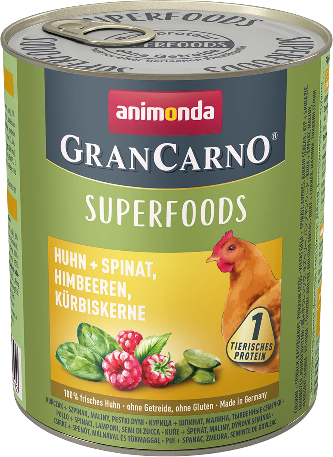 Animonda GranCarno Adult Superfoods 800g - Huhn, Spinat und Himbeeren
