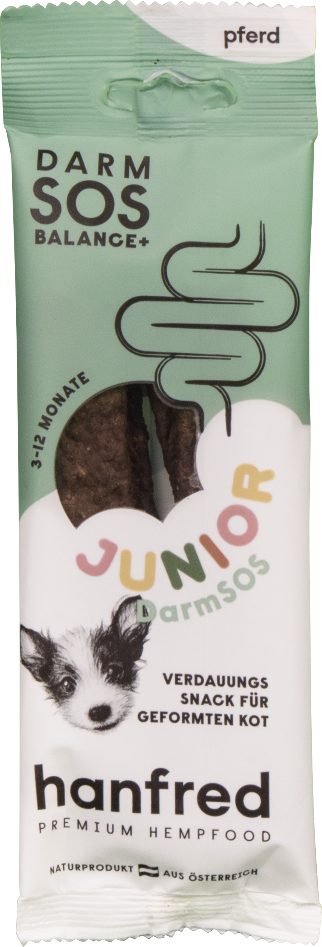 Hanfred Darm SOS Balance+ mit Pferd - für Junior-Hunde - 40 g