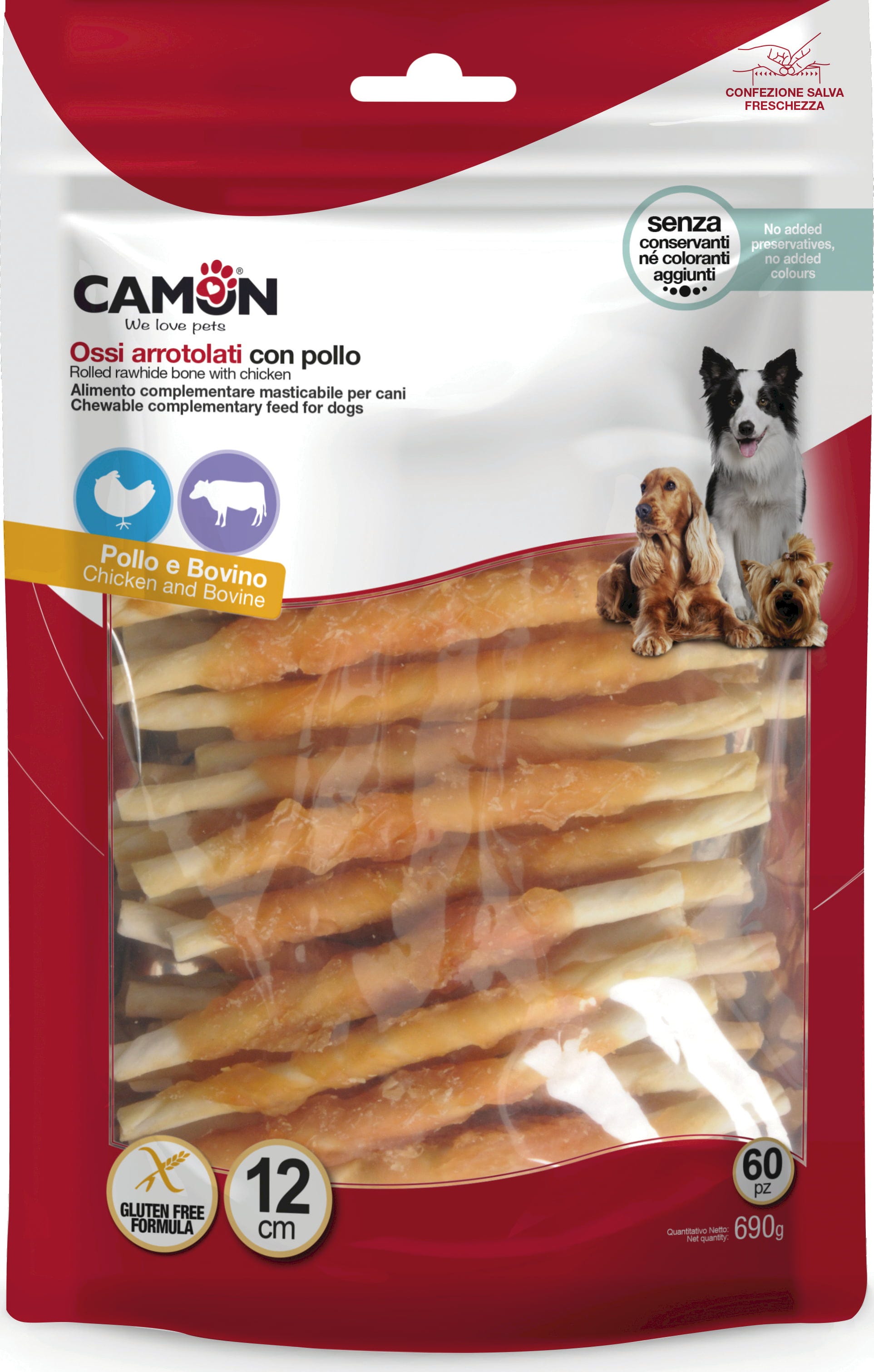 Camon Rinderkaurolle mit Huhn - 60 Stk. á 12 cm