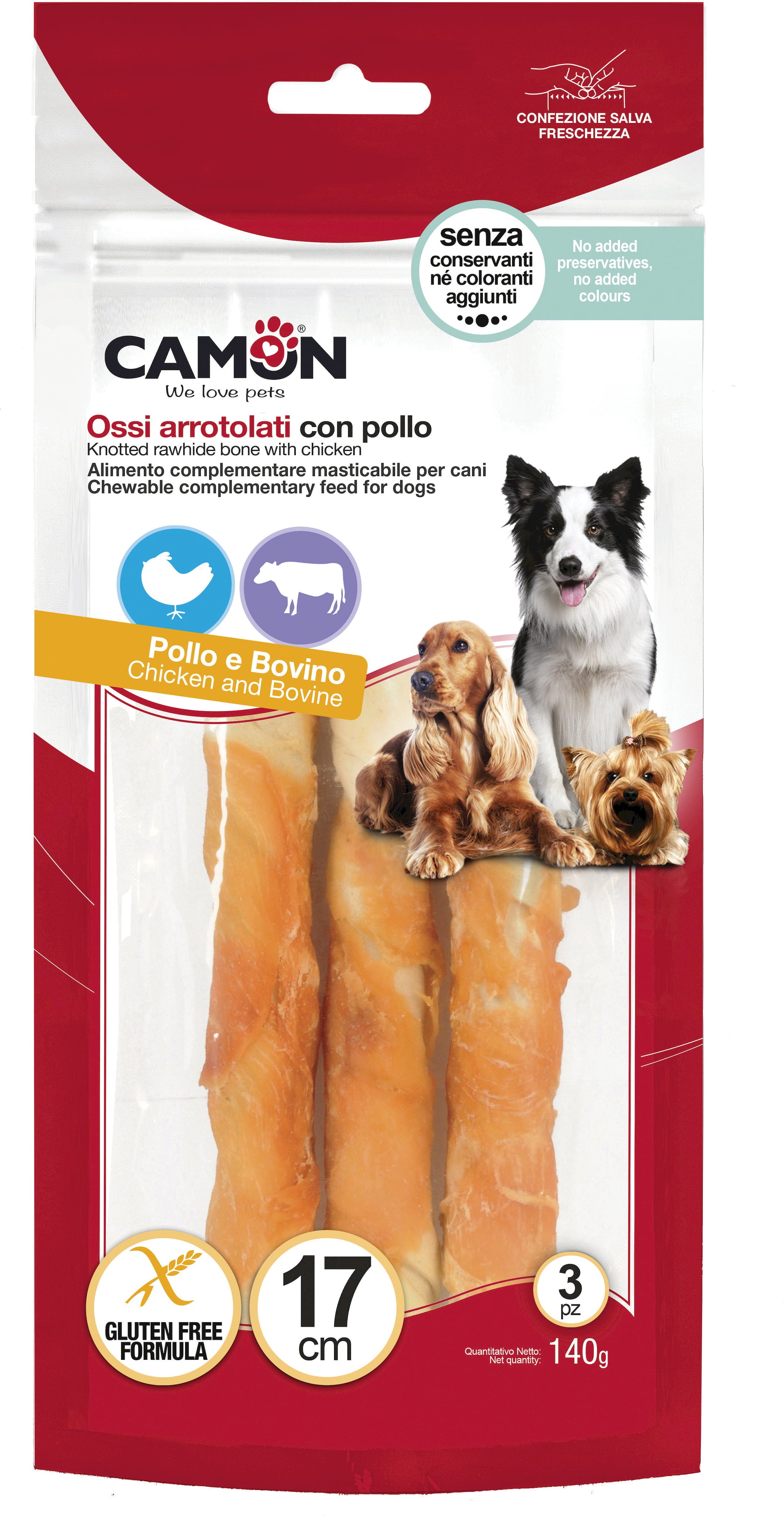 Camon Rinderkaurolle mit Huhn - 3 Stk. á 17 cm