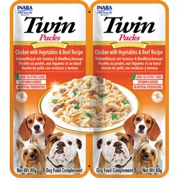 Churu Dog Twin Packs 2x40 g - Huhn mit Gemüse und Rind in Hühnerbrühe