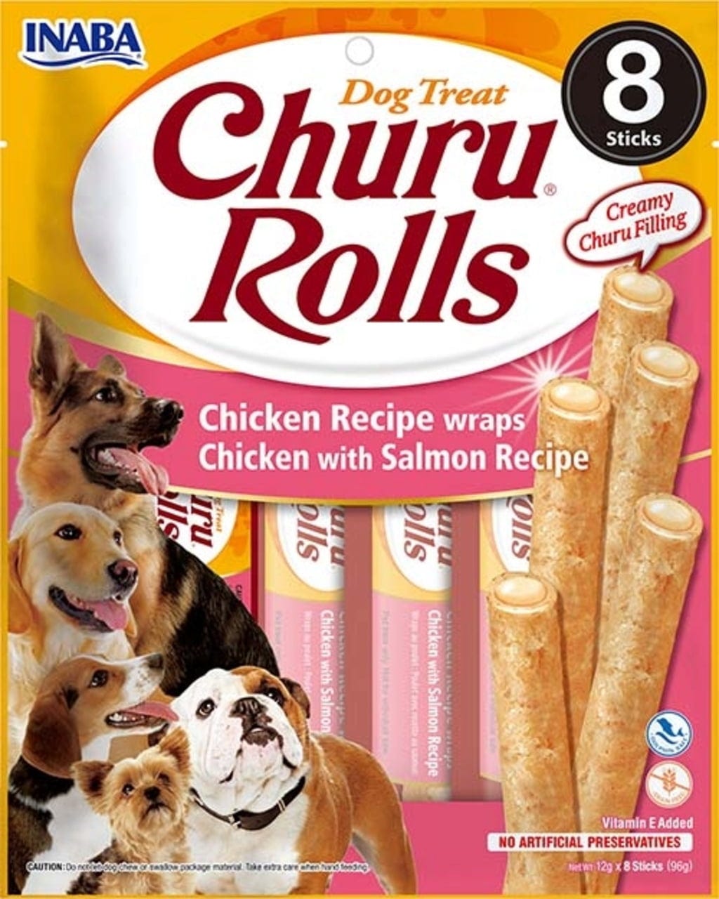 Churu Rolls 8x12 g - Hühnchen Wraps mit Lachs