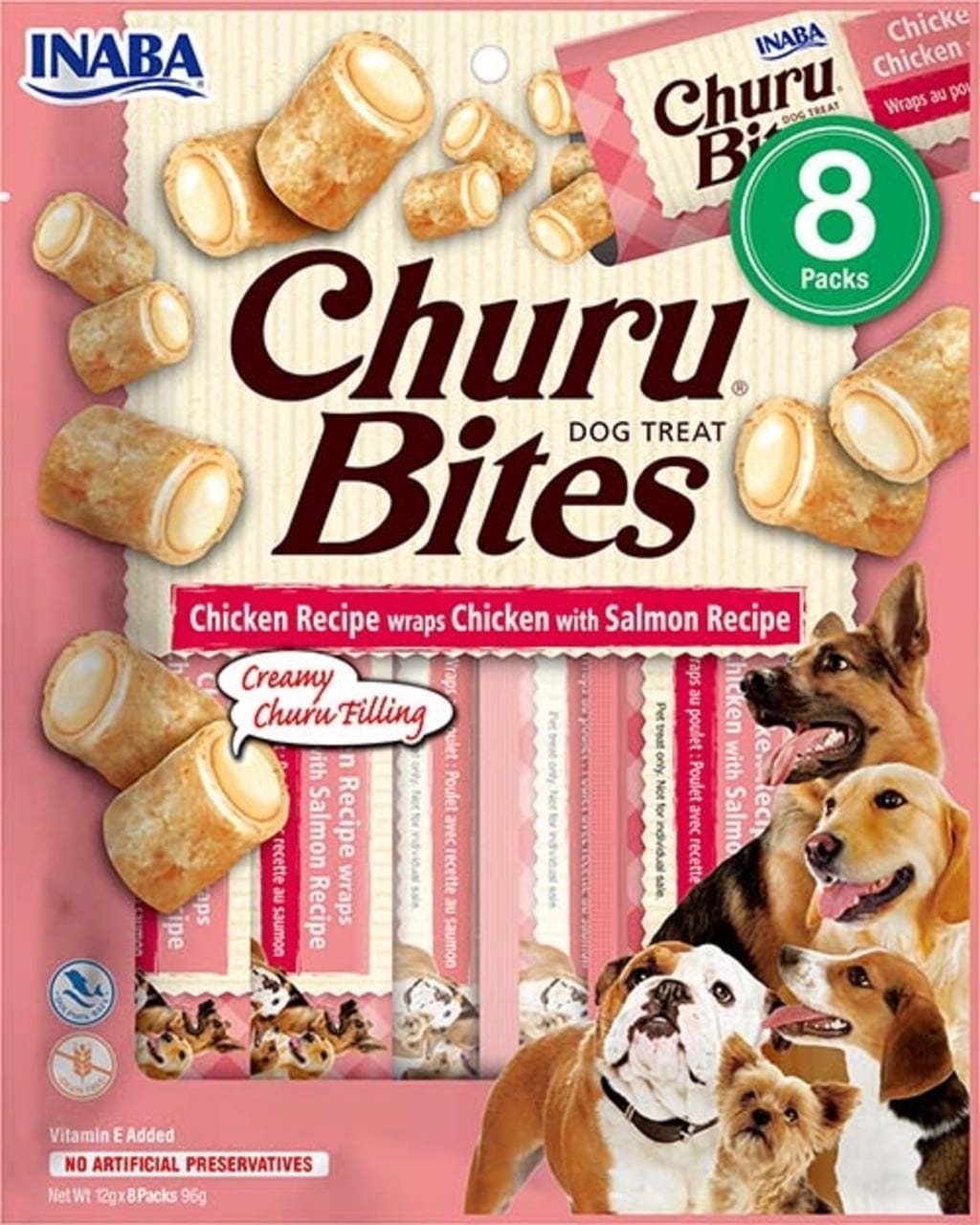Churu Bites 8x20 g - Hühnchen Wraps mit Lachs