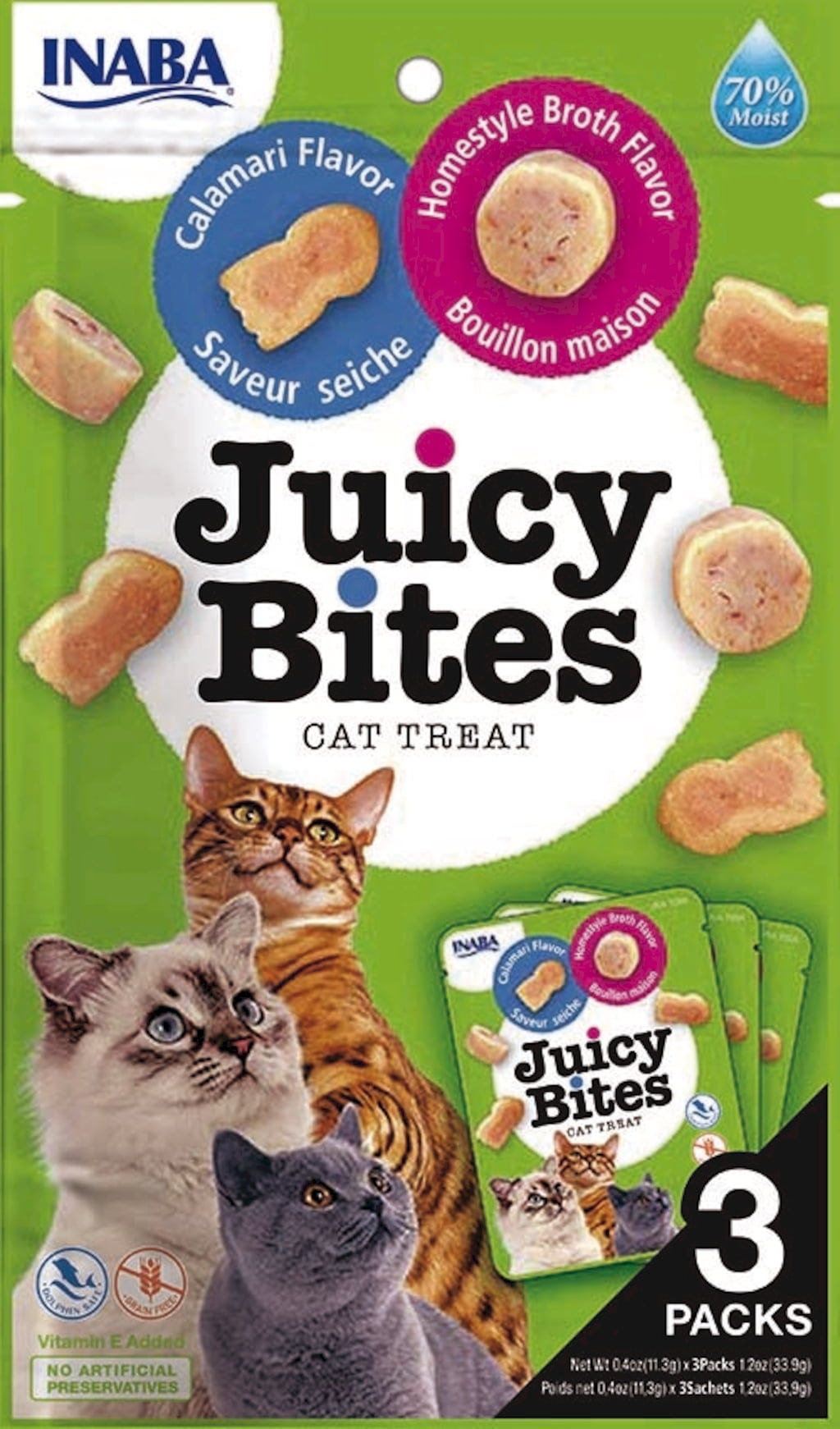 Churu Juicy Bites 3 x 11,3g - Hausgemachte Brühe & Calamari-Geschmack