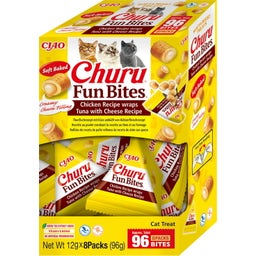 Churu Mačji priboljški Fun Bites, 8 x 12 g - Piščančji zavitki s sirom