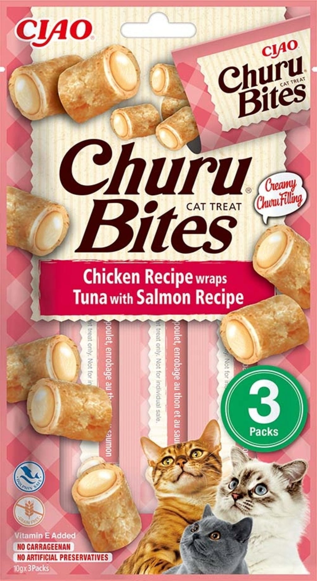 Churu Bites 3x10 g - Hühnchen Wraps mit Thunfisch und Lachs