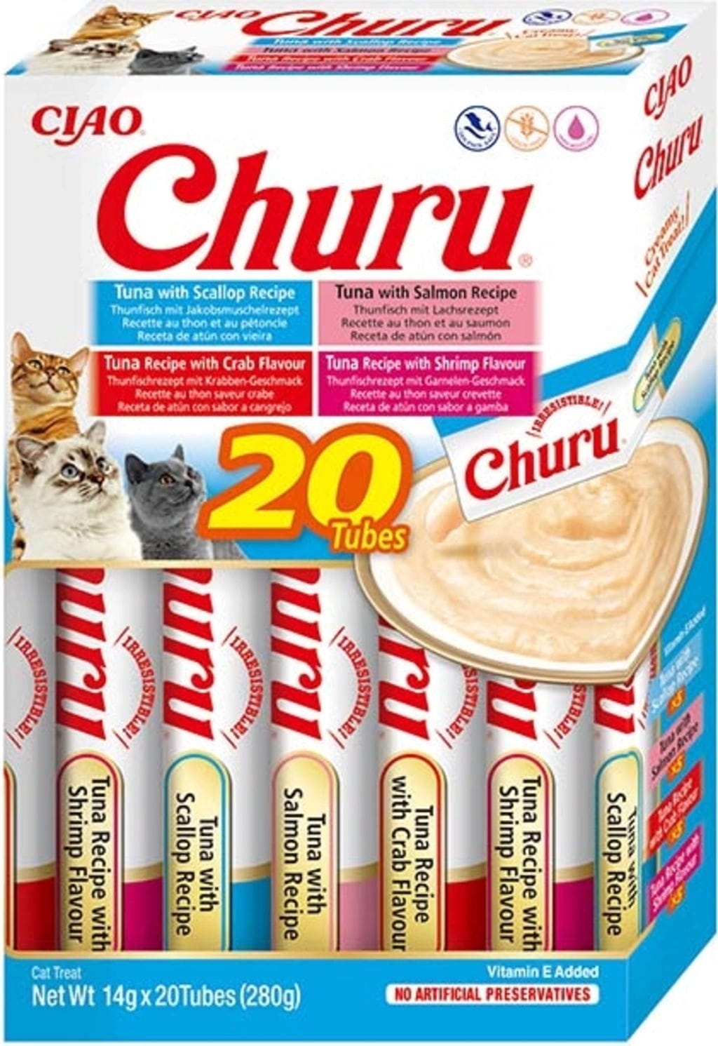 Churu Schleck Snack 20x14g Box - Thunfisch- und Meeresfrüchte Variationen